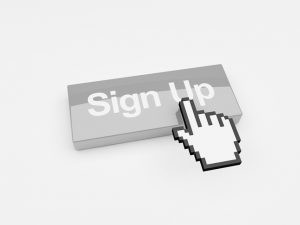 Mouse pointer hovering over Sign Up button